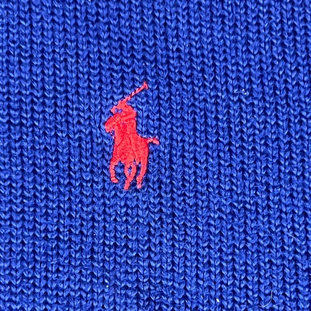 Polo Ralph Lauren Mens XL Royal‎ Blue 1/4 Zip Cotton Knit Sweater Red Pony Logo